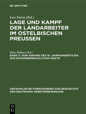 cover image of Vom Anfang des 19. Jahrhunderts bis zur Novemberrevolution 1918/19